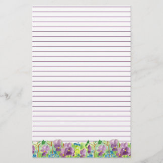 Papeterie Violets Aquarelle Violet Fleurs pourpres
