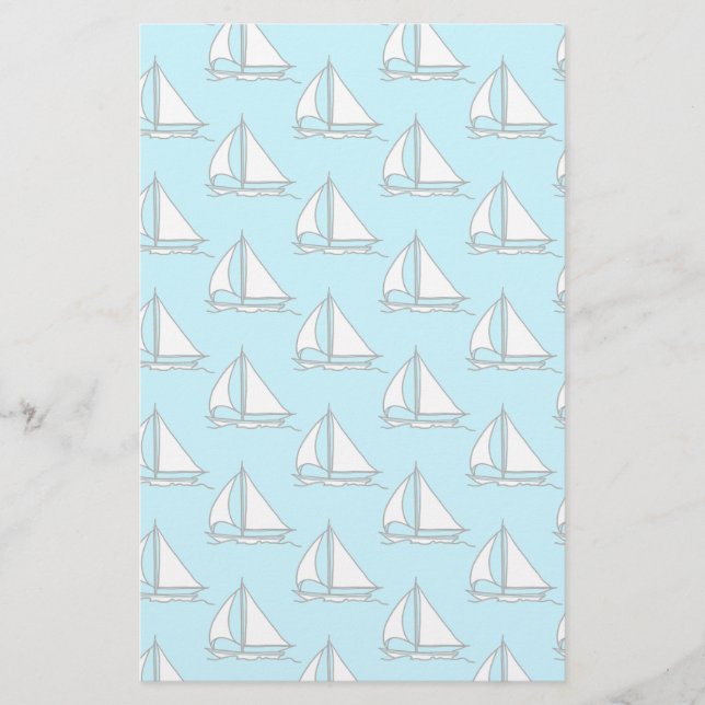 Papeterie Voiliers sur le motif bleu de mer (Devant)