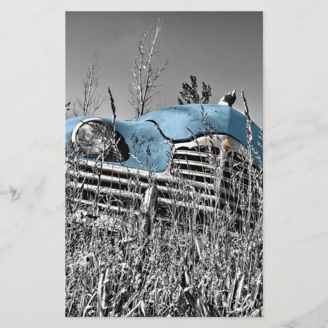 Papeterie Voiture bleue vintage (Devant)