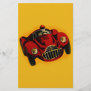 Papeterie Voiture de course automatique rouge jaune vieux