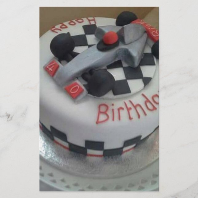 Papeterie voiture de course d'anniversaire heureuse (Devant)