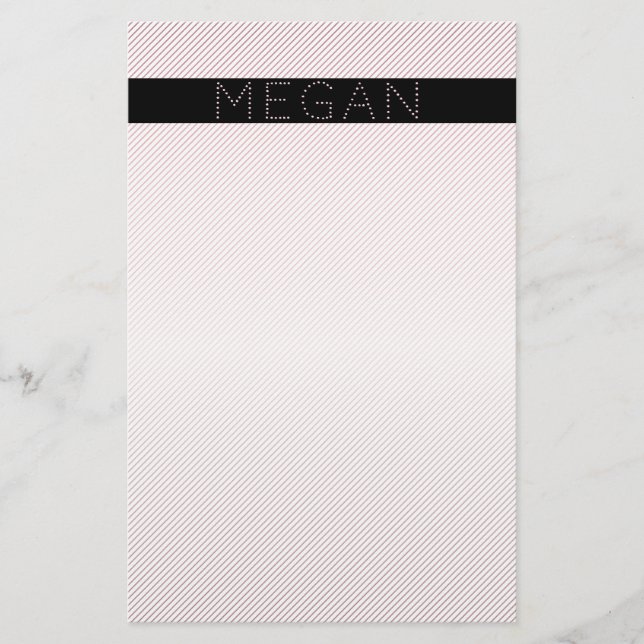 Papeterie Votre nom | Blanc mince et Rose subtil Ombre Strip (Devant)