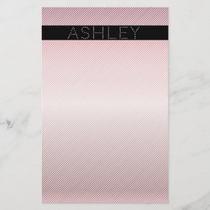 Papeterie Votre nom   Ombre Rose mince et bandes blanches