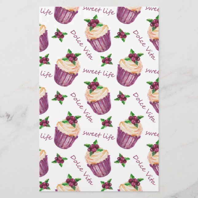 Papeterie Watercolor cupcakes (Devant)
