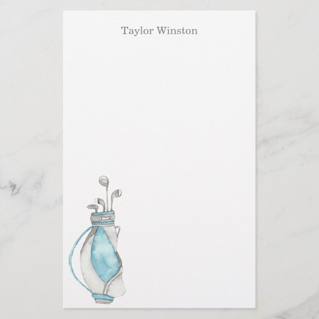 Papeterie Watercolor Golf Club & Sac Papier à lettres person (Devant)