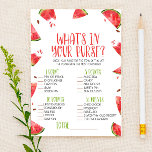 Papeterie Watermelon rose What's In Purse Baby shower Game<br><div class="desc">C'est un thème de Fruit de pastèque What's In Your Purse Baby shower Game. *Qu'y a-t-il dans votre sac à main? - Les clients obtiendront des points pour chaque objet qu'ils ont dans leur sac à main. Qui obtient le plus de points, gagne! eau melon, rose et vert, jeux amusants,...</div>