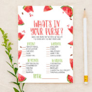 Papeterie Watermelon rose What's In Purse Baby shower Game