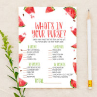 Watermelon rose What's In Purse Baby shower Game
