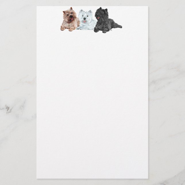 Papeterie Westie avec deux terriers Cairn (Devant)