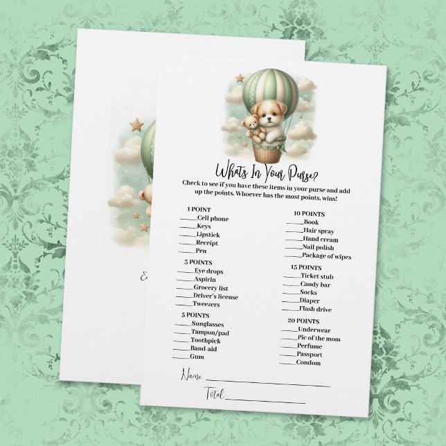 Papeterie What's In Your Purse Puppy Baby Shower Game Card (Créateur téléchargé)