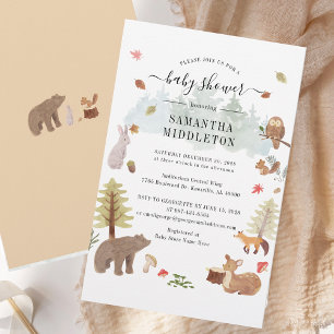 Papeterie Woodland Créatures Baby shower Invitation