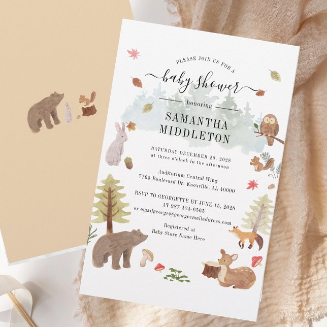Papeterie Woodland Créatures Baby shower Invitation (Woodland Creatures Baby Shower Invitation Stationery)
