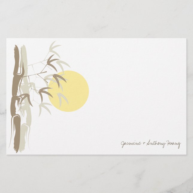 Papeterie Yellow Sunrise Bamboo Zen asiatique Mariage papete (Devant)