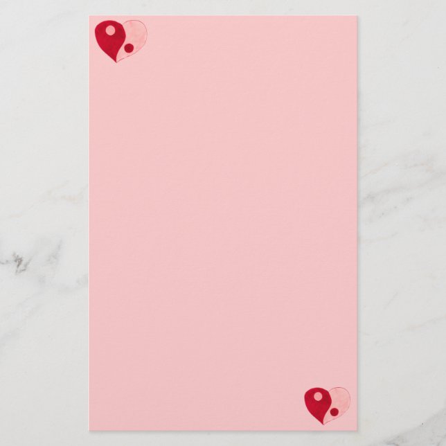 Papeterie Yin Yang Heart (Rouge/Rose) (Devant)