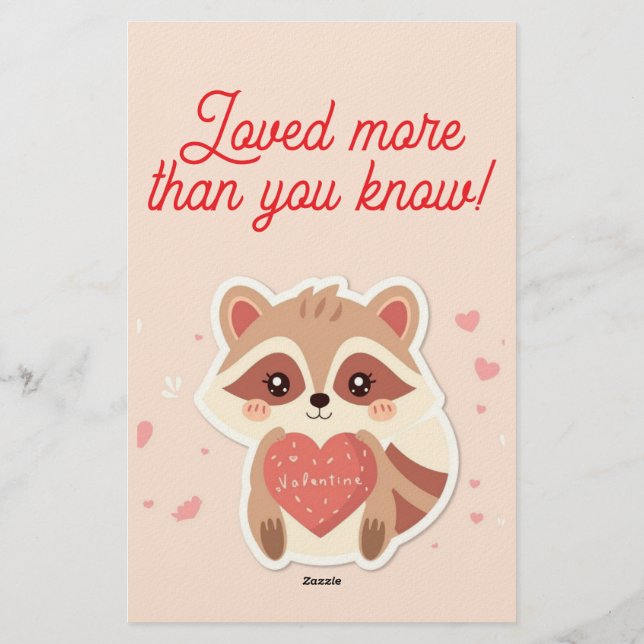 Papeterie You Stole My Heart Raccoon Valentine Card (Dos)