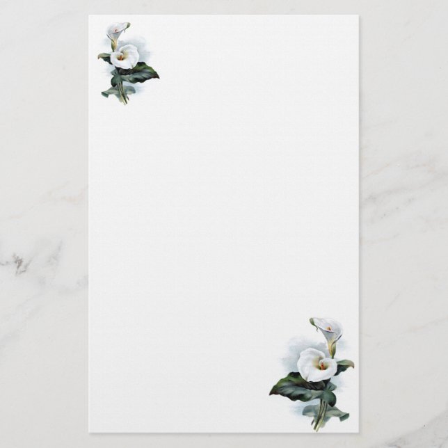 Papeterie Zantedeschia vintage de blanc d'élégance (Devant)