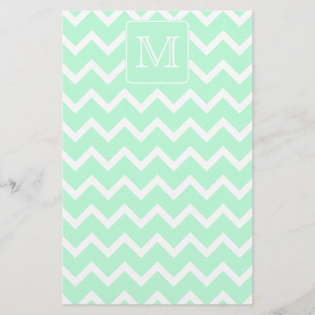 Papeterie Zigzag vert en bon état avec le monogramme fait (Devant)
