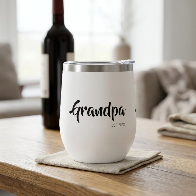 Papi a établi un cadeau simple pour grand-père (Grandpa Established Simple Gift for Grandfather Thermal Wine Tumbler)