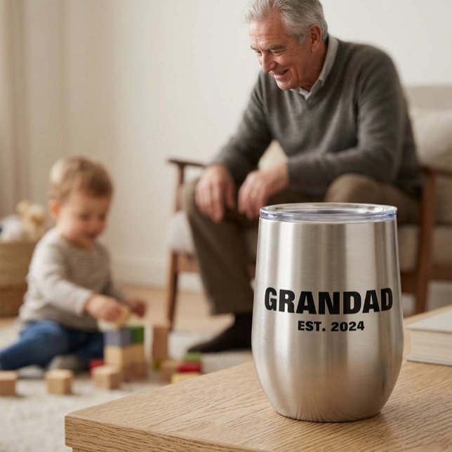 Papi Est Année Gras Nouveau Grand-Père (Grandad Est Year Bold New Grandfather Thermal Wine Tumbler)