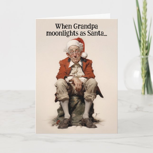 Papi fait le Père Noël la nuit de Noël - Carte de  (Devant)