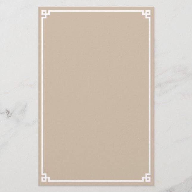 Papier à bordure grecque beige et blanc (Devant)