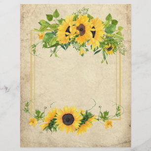 Papier à cadres de tournesol vintage Parchemin