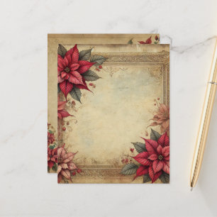 Papier à cadres Poinsettia pour parchemin vintage