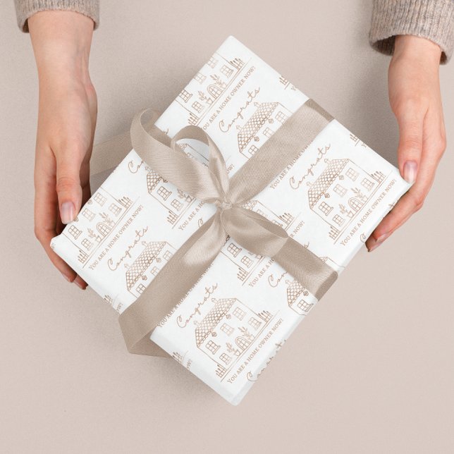 Papier à écouvillonnage domestique Feuille plate E (Congratulate a new home owner with this lovely set of wrapping paper sheets! )