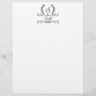 Papier à en-tête à lettre cursive avec nom de fami