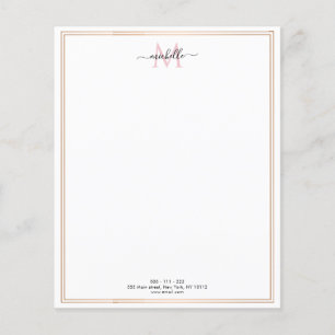 papier à en-tête à monogramme avec cadre doré