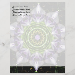 Papier À En-tête Art de kaléidoscope de mandala floral pourpre