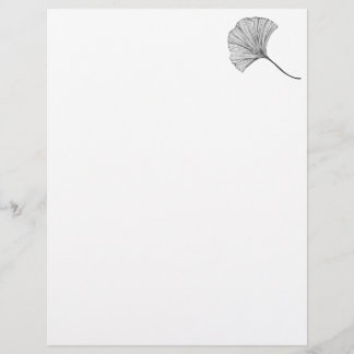 Papier à en-tête art linéaire feuille de Ginkgo