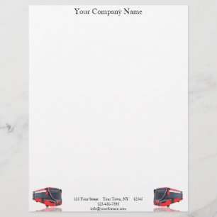 Papier À En-tête Autobus blanc et noir rouge sur le blanc