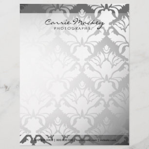 Papier À En-tête Avec Motif 311-Damask argent du miroitement