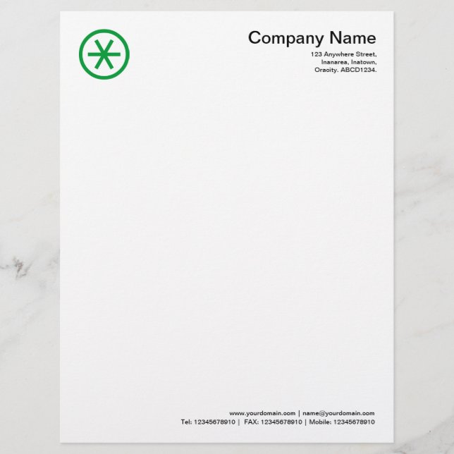 Papier À En-tête Avec Motif Astérisque cerclé - Vert herbe (Devant)