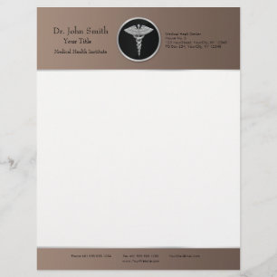 Papier À En-tête Avec Motif Caducée Médicale professionnel argenté - en-tête