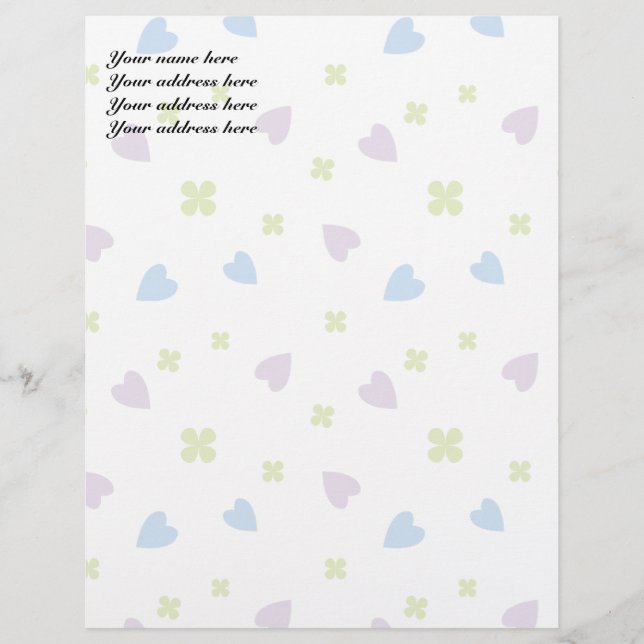 Papier À En-tête Avec Motif Cœurs de la Saint-Valentin (Devant)