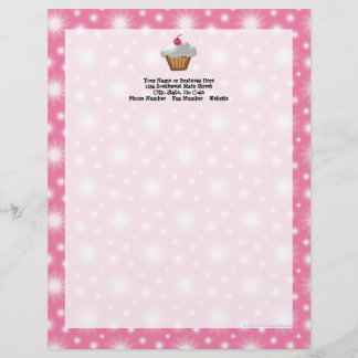 Papier À En-tête Avec Motif Cupcake coupé avec cerise rose en haut