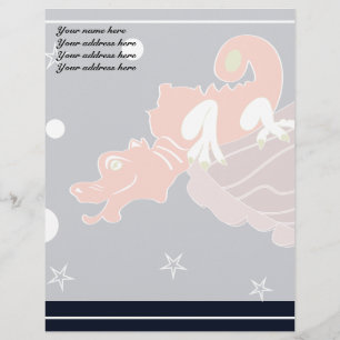 Papier À En-tête Avec Motif Dragon Chinois Céleste Art Fantastique Clair de Lu