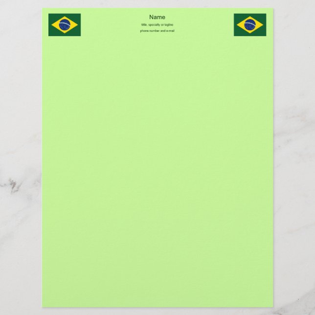 Papier À En-tête Avec Motif Drapeau du Brésil (Devant)