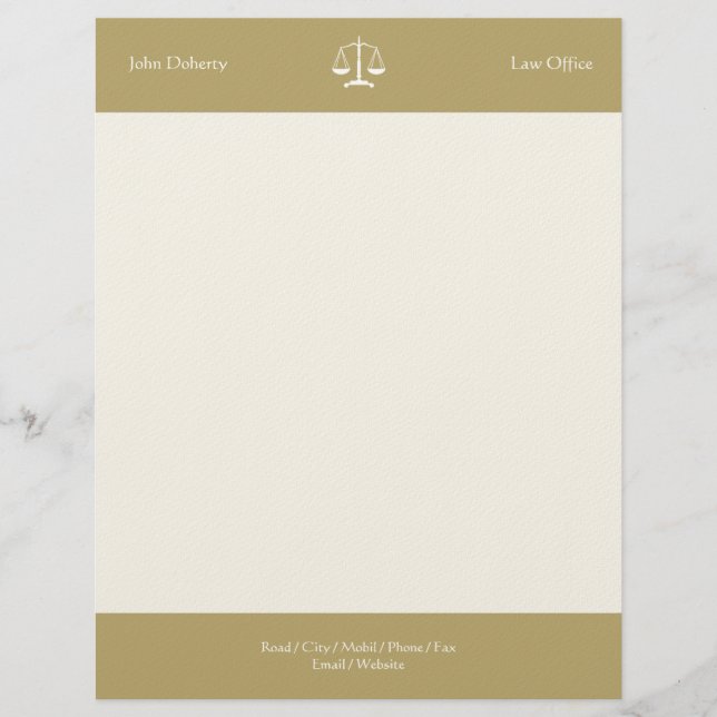 Papier À En-tête Avec Motif Échelles du CABINET JURIDIQUE de justice d'or (Devant)