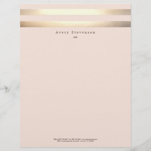 Papier À En-tête Avec Motif Élégant FAUX rayé Or et rose