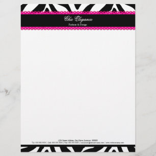 Papier À En-tête Avec Motif Elégant Zebra imprimé et dentelle rose