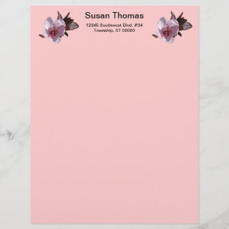 Papier À En-tête Avec Motif En-tête - Fleurs de prune