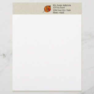 Papier À En-tête Avec Motif Feuilles d'automne rouge
