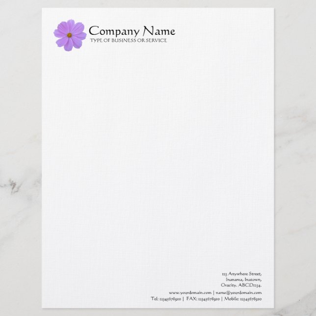 Papier À En-tête Avec Motif Fleur - cosmos pourpre (Devant)