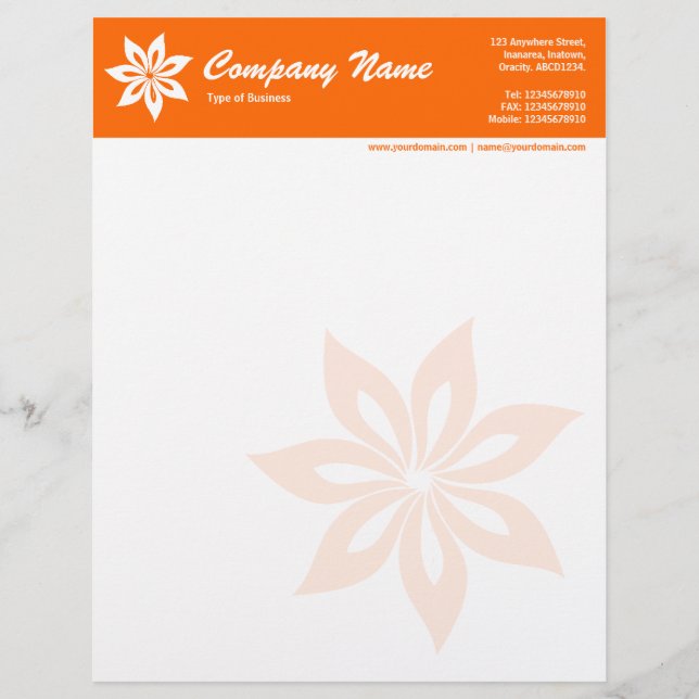 Papier À En-tête Avec Motif Fleur - Orange (Devant)