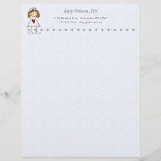 Papier À En-tête Avec Motif Infirmière avec coeur personnalisé