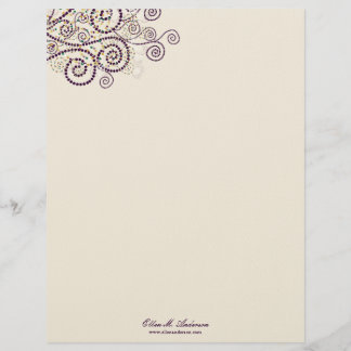 Papier À En-tête Avec Motif Le pourpre élégant de Boho se développe en