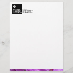 Papier À En-tête Avec Motif Logo floral minimaliste de luxe avec orchidées vio